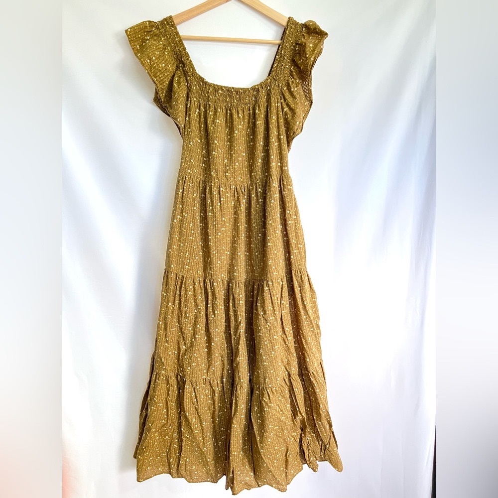 Madewell Ruffle-Sleeve Tiered Midi Dress - Daisy Stitch